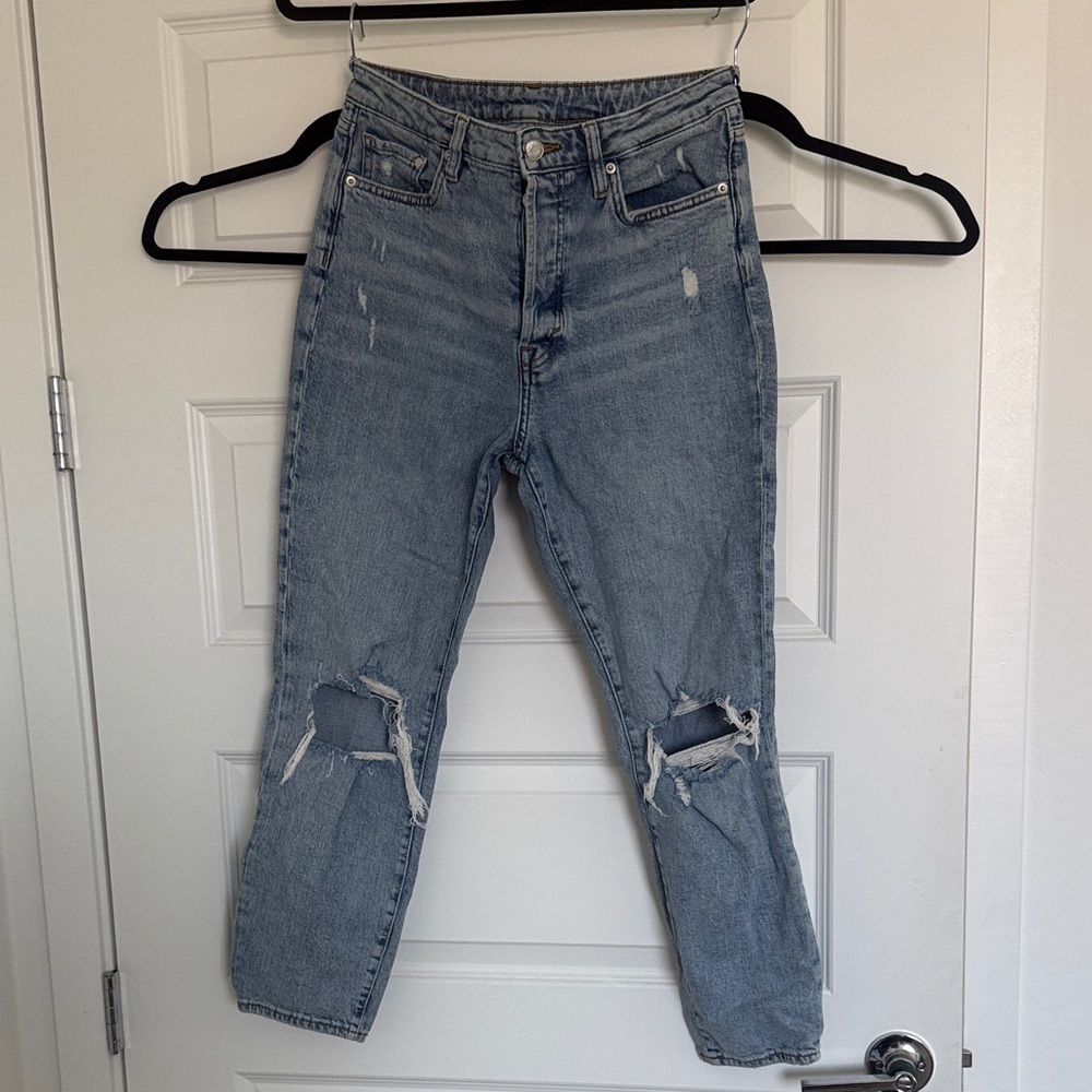 H&M Light Blue Distressed Ankle Jeans